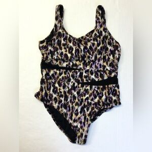 Catalina Leopard Print One-Piece Swimsuit Sz XL 16/18 Nylon Spandex preowned.